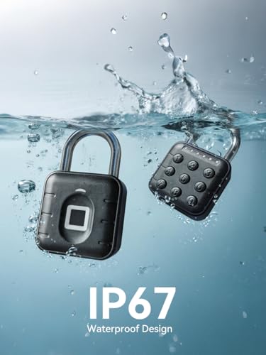 NexusLab Fingerprint Padlock for Gym Locker, 0.5s Biometric Smart Lock with Keyless Entry, IP67 Waterproof & Anti-Cut Stainless Steel, Stores 20 Prints, Ideal for Outdoor Gate & School, No App Needed