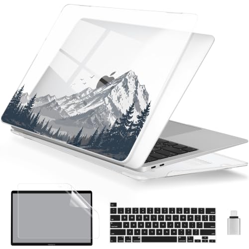 Batianda AstroGrid Case for MacBook Pro 13 inch 2020 2022, Misty Mountain | Fits Model A2338 M2 M1 A2251 A2289,1.2mm Slim Lightweight Hard Shell Cover, Scratch Resistant,4-in-1 Accessories Bundle - color: Misty Mountain