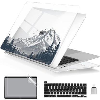 Batianda AstroGrid Case for MacBook Pro 13 inch 2020 2022, Misty Mountain | Fits Model A2338 M2 M1 A2251 A2289,1.2mm Slim Lightweight Hard Shell Cover, Scratch Resistant,4-in-1 Accessories Bundle - color: Misty Mountain