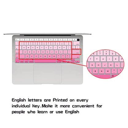 HRH English US Keyboard Cover Skin for MacBook Air 13 A2337 2020 | M1 Chip Processor with Touch ID,Precise Fit,Dust Proof,Waterproof,Durable,Smooth Touch,Keyboard Accessories,Ombre Pink - color: Ombre pink
