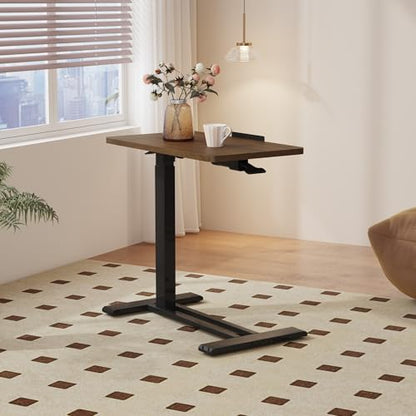32''Pneumatic Overbed 90°Tilting Bedside Table,Small Standing Desk | 31.5" Wx17.7" D, Mahogany Rolling Bedside Table,Hospital BedTable,Medical Bedside Table,Overbed Table with Wheels,Mobile Desk - color: Mahogany, size: 3218