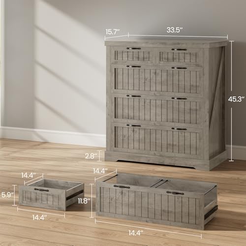 SEDETA Filing Cabinet for Home Office, Farmhouse 5 Drawers File Cabinet, Wood Office File Cabinets for Letter/Legal/A4 Size, File Cabinets with Printer Stand for Study Room, Living Room, Grey - color: Grey, size: 5 Drawers