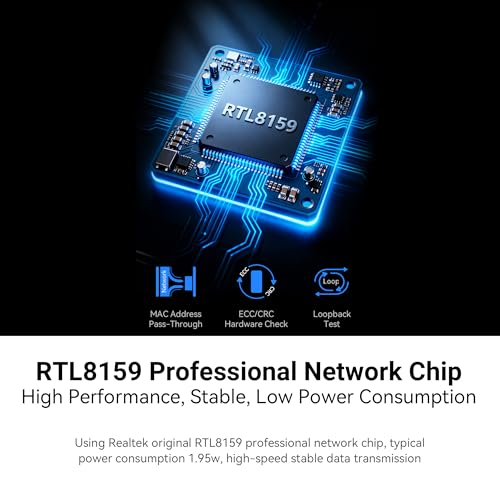USB C 10G Ethernet Adapter USB to 10Gb RJ45 Network Card | Realtek RTL8159, compatible with Thunderbolt 3/4/5, fanless aluminum cooling, low power for laptop, PC, NAS, Windows
