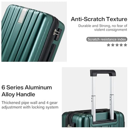 Hanke Expandable Hardshell Luggage Sets 3 piece Carry on Luggage with Wheels Suitcases Lightweight Checked Travel Luggage Rolling Large Suitcase Travel Luggage Bag Woman Men 20/24/29 IN,Blackish Green - color: Blackish Green, size: Expandable 3 Piece Set（