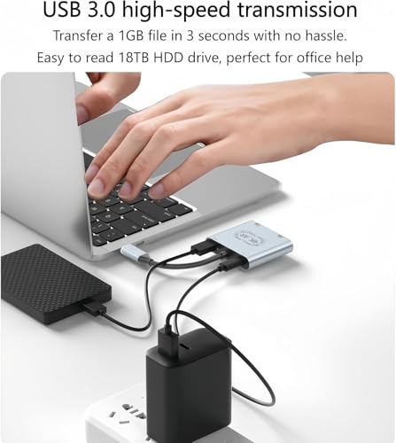 Xrea l Hub Adapter,4-in-1 Dual USB-C Display Hub, 4K@60Hz Video Output, PD 100W Input & USB 3.0 5Gbps,for Switch 2/Switch OLED/PS5/Mac/Laptops/Phone 17/16/15 - for Air 4/Air 3 Series AR Glasses - color: Silver