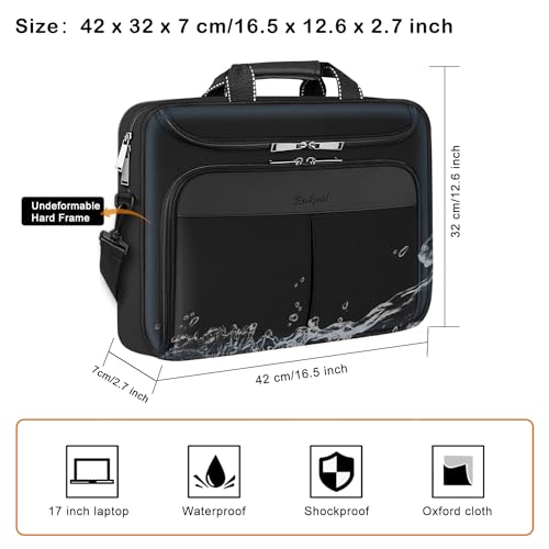 17-17.3 inch Laptop Briefcase with Reinforced Shoulder Strap | Waterproof Messenger Bag for Men Padded Handle, Business Travel Laptop Bag, Compatible with HP ZBook ThinkPad DELL Inspiron - size: 17"-17.3"