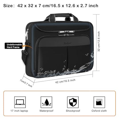 17-17.3 inch Laptop Briefcase with Reinforced Shoulder Strap | Waterproof Messenger Bag for Men Padded Handle, Business Travel Laptop Bag, Compatible with HP ZBook ThinkPad DELL Inspiron - size: 17"-17.3"