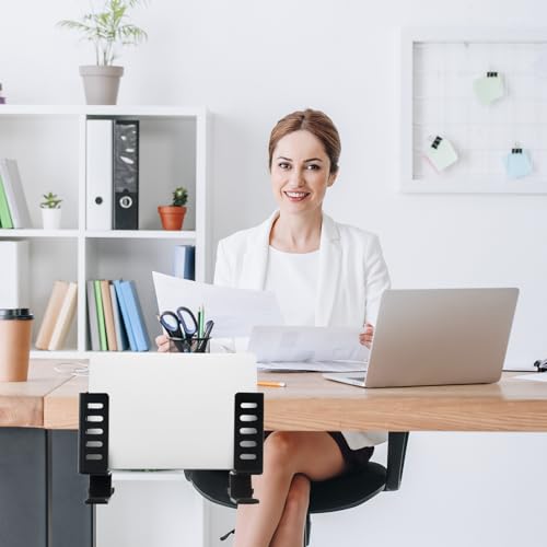 Desk Laptop Stand,No-Drill Desktop Mount,Hanging Holder for Desk - Clamp Storage for Laptops/Book/Keyboards/Headphone/Backpack Black