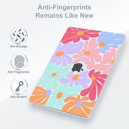 G JGOO Compatible with MacBook Air 15 inch Case 2026 2025 2024 2023 M5 A3448 M4 A3241 M3 A3114 M2 A2941, Clear Protective Plastic Hard Shell Case +Keyboard Cover+Screen Protector, Colorful Flowers - color: Colorful Flower