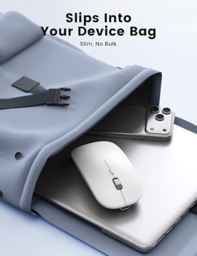 SABLUTE M31 Bluetooth Mouse for MacBook Pro/Air, iPad - Rechargeable Tri-Mode Wireless Mouse for 3 Devices (BT 5.2 + 2.4G), Sleek Slim Silent Mouse for Surface, Windows, White - color: Soft White