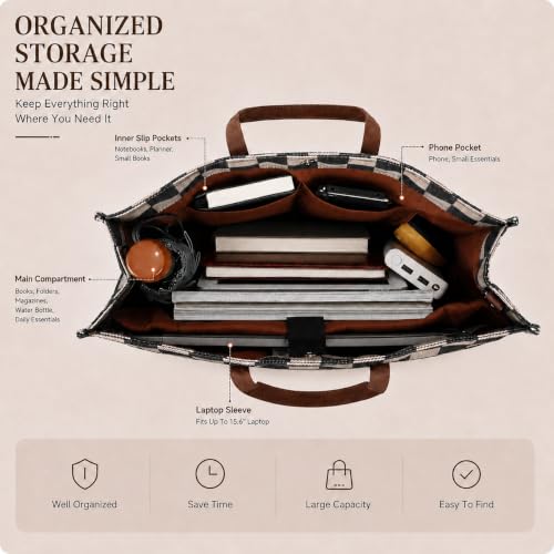 BTOOP Work Tote Bag for Women, Laptop Tote Bag With 15.6 Inch Padded Compartment, Teacher Nurse Bible Bags - color: A-leopard - Apricot
