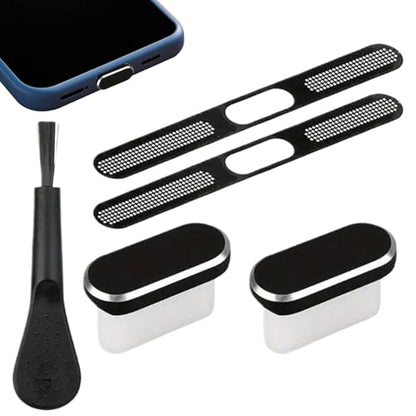 Phone Dust Plug Soft Protector Cleaner Set Electronic Device | Precise Anti Dust Kit for Phone Home Outdoor Offices Desk Car - color: Black