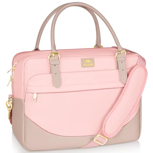 MATEIN 15.6 inch Laptop Bag for Women, Computer Work Briefcase Sleeve Case | Water Resistant, Large Cute Messenger Bag, Work Tote Crossbody for Teen Girls School College Travel, Pink - color: Pink, size: 15.6 inch