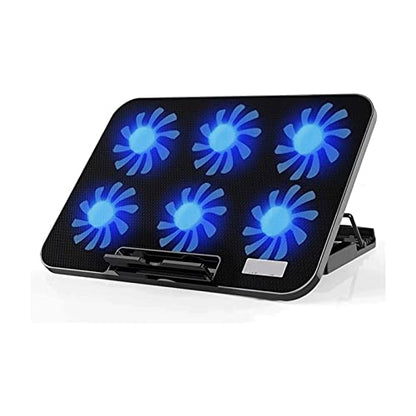 Notebook Cooler Laptop Cooling Pad 12-17.2 Inch Gaming Laptop Cooler Cooling Pad 6 Fans and 2 USB, 2400 RPM Strong Wind Designed for Gamers and Office Gaming Cooling Pad (Color : Black)
