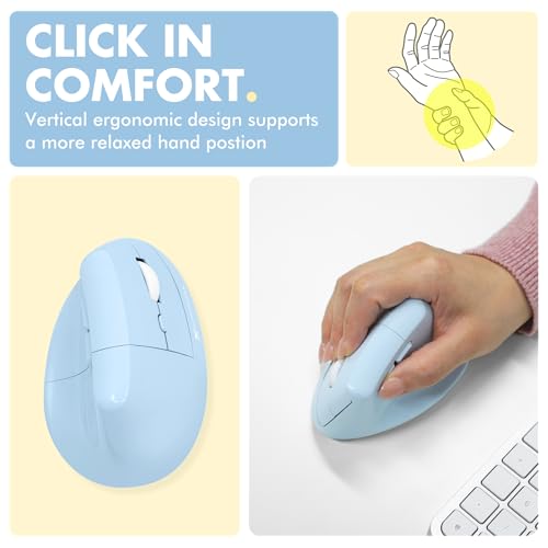 X9 Performance Wireless Vertical Ergonomic Mouse - (BT + 2.4Ghz) - Click in Comfort - Up to 4000 DPI, 6 Button, Rechargeable - Bluetooth Ergonomic Vertical Mouse Wireless - for Mac and PC - Blue - color: Blue