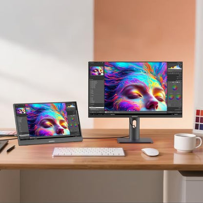 KOORUI 15.6 inch Portable Monitor, FHD 1080P IPS External Display | USB-C & Mini HDMI Connectivity, Second Screen for Laptop, PC, Remote Work, Travel, Home Office, Built-in Speakers, Kickstand - size: 15inch FHD
