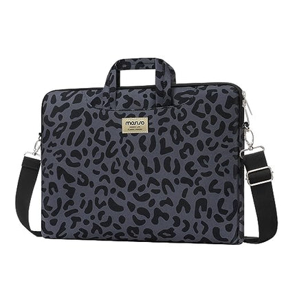 MOSISO Laptop Shoulder Bag, 15.6 inch Computer Bags Compatible with MacBook Air 15 inch M4 M3 M2/Pro 16 M4 M3 M2 M1 2025-2019, 15-15.6 inch Notebook, Leopard Grain Briefcase Sleeve with Belt - size: 16 inch