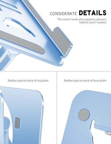Laptop Stand Adjustable Laptop Holder for Desk, Foldable Laptop Riser Portable Computer Stand Compatible with MacBook, Lenovo, HP and All Laptops up to 16 inches Diamond Blue - color: Diamond Blue