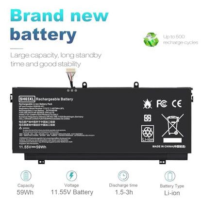 SH03XL Laptop Battery for HP Spectre X360 13-W023DX 13-AC001NA 13-AC013DX 13-AC033DX 13-AC037TU 13-AC052NA 13-W013DX 13-W031NG 13-W002NG 13-W003NG Series HSTNN-LB7L TPN-Q178 859026-421 901308-421 - size: 10.43*4.33*0.15inch SH03XL