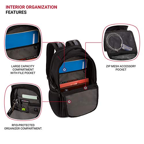 SwissGear 1900 Scansmart Mini/Slim Version, Fits Most 13 Inch Laptops and Tablets, TSA Friendly Backpack, Black - color: Black