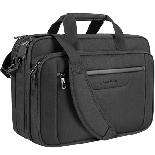 VANKEAN Laptop Briefcase Premium Laptop Case Fits Up to 17.3 Inch Business Shoulder Bag Laptop Expandable Water-Repellent Messenger Bag for Men/Women Computer Bag for Travel/Business/Black-Black - color: Black-black