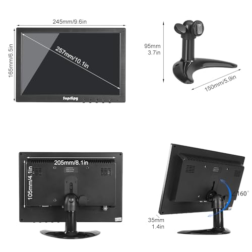 10 inch FHD Small IPS Monitor LCD Display Screen 1920x1200 60Hz 16:10 with BNC VGA AV Input Built-in Lounspeakers for CCTV Security Camera DVR PC STB Game Console - color: 10 Inch 1920x1200