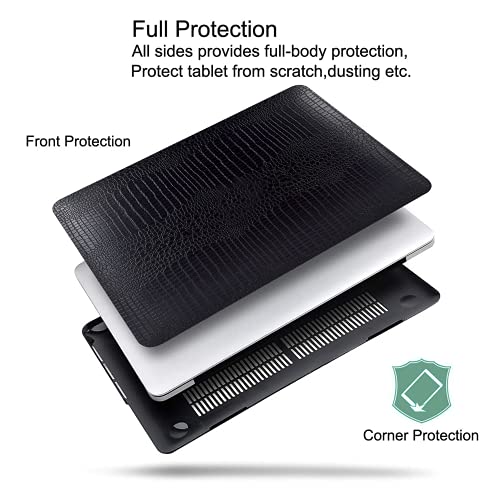 DTangLsm for Crocodile MacBook Air 15 inch Case 2026 2025-2023 M5 M4 M3 M2 | Model A3448 A3241 A3114 A2941, Crocodile Skin Alligator Textured Leather Hard Shell Mac Air 15 Case & Keyboard Cover, Black - color: Crocodile Black