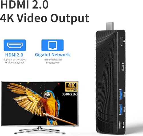 Fanless Mini PC Stick Win 10, Micro Desktop Computer Stick Celeron J3455 4GB 64GB eMMC (1.5 GHz), Small PC USB3.0 X 2 Gigabit Ethernet 4K 60Hz - size: J3455-4+64GB