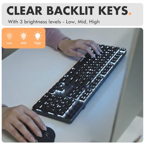 X9 Slim Mechanical Keyboard Wireless – Low Profile Red Switches, Triple Mode (Bluetooth + 2.4GHz + USB), Full Size 107-Key with Number Pad, Backlit, Rechargeable – Quiet Typing for Mac and PC