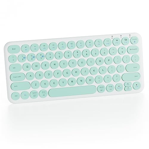 Mini Bluetooth Keyboard, Low Profile Quiet Keys (Green White) | 78-Key Round Keycaps, Multi-Device Connection for iPad, Tablet, Laptop, PC, Mac - color: GREEN WHITE