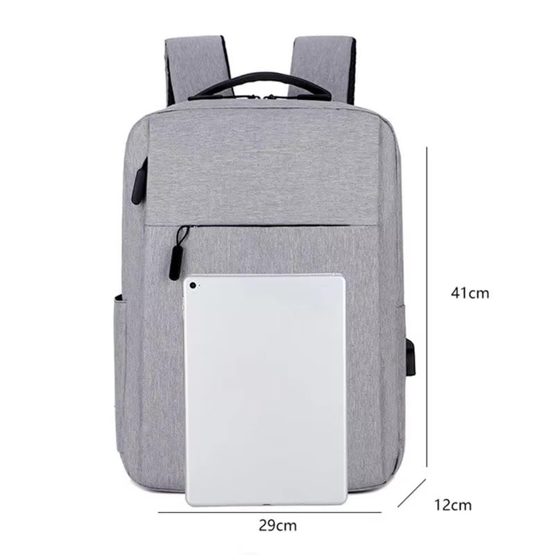 15.6 Inch Minimalist Laptop Backpack for Men Women Water Resistant Business Work Backpack with External USB Charging Port Lightweight Multi Compartment Travel Daypack Grey
