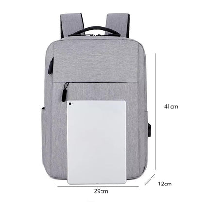 15.6 Inch Minimalist Laptop Backpack for Men Women Water Resistant Business Work Backpack with External USB Charging Port Lightweight Multi Compartment Travel Daypack Grey