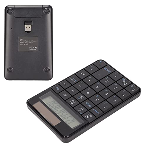 Focket Number Pad, 2.4GHz Wireless Numeric Keypad, Solar Powered Ergonomic 29 Keys USB Number Pad with Plug and Play Portable Design for Laptop PC Desktop Computer