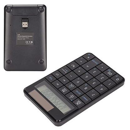 Focket Number Pad, 2.4GHz Wireless Numeric Keypad, Solar Powered Ergonomic 29 Keys USB Number Pad with Plug and Play Portable Design for Laptop PC Desktop Computer