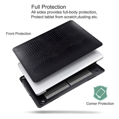 DTangLsm for Crocodile MacBook Air 13 inch Case 2021 2020 2019 2018 M1 A2337 A2179 A1932, Crocodile Alligator Skin Luxury Leather Hardshell Snakeskin Case for MacBook Air 13.3 M1+Keyboard Cover, Black - color: A10-Crocodile Black