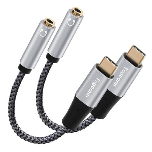 USB Type C Male to 3.5mm TRRS Female Headphone Jack Adapter 2 Pack, USB C to Aux Audio Dongle Cable Cord, Nylon Braided, Aluminum Shell, for iPhone 15 Series, iPad Pro, MacBook, Pixel, Galaxy S23 - color: USB C Male to 3.5mm Female, size: 2 Pack
