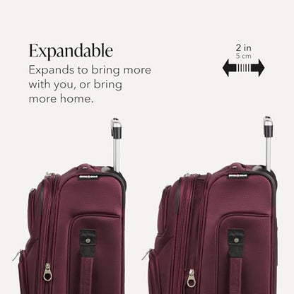 SWISSGEAR Sion Carry-On Spinner Luggage, Softside Expandable, Lightweight Suitcase, Merlot, 22.75-Inch - color: Merlot, size: Carry-On