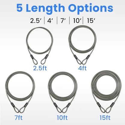 5mm Security Cable, Braided Steel Anti-Theft Lock Cable for Bike, Helmet & Luggage, Flexible Vinyl Coated Portable Cable Lock (10ft) - size: 10FT