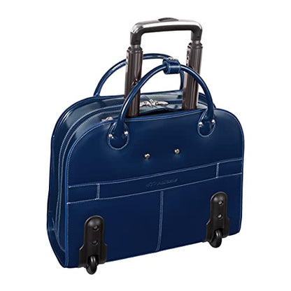McKlein EDGEBROOK, Top Grain Cowhide Leather, 15" Leather Vertical Wheeled Ladies' Laptop/Computer & Tablet Business Briefcase Bag/Women's Rolling Overnight Travel Bag, Removable trolley case