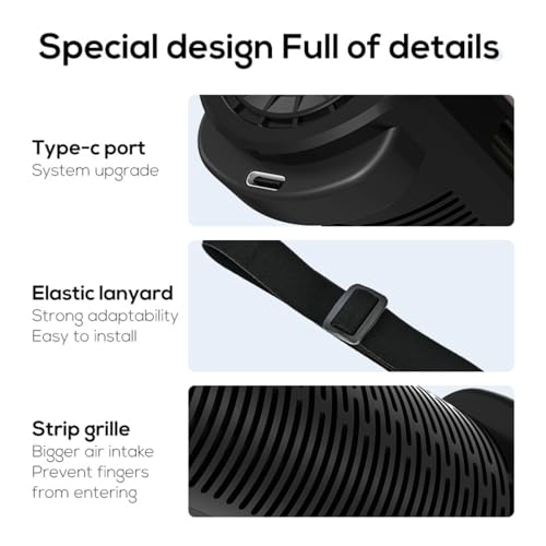 Yoidesu Car Seat Cooling Fan, USB Powered Bladeless Car Headrest Fan, 3 Speeds Adjustable, Strong Wind Cooling, Adjustable Strap, Silent Fan for SUV RV ATV Sedan, Car, Van (Black)