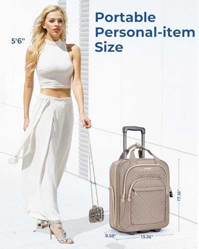 BAGSMART Underseat Carry On Luggage Airline approved,16-inch Underseater Softside Travel Suitcase with Wheels Lightweight Overnight Rolling Carry-on Luggage for Women Men Weekender, Brown - color: Brown