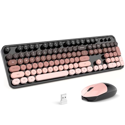 MOFII Wireless Keyboard and Mouse Combo, Retro Full Size Typewriter Keyboard with Number Pad and Sport Car Mouse for PC Computer Desktop Laptop Windows (Black Colorful) - color: Black Gradient