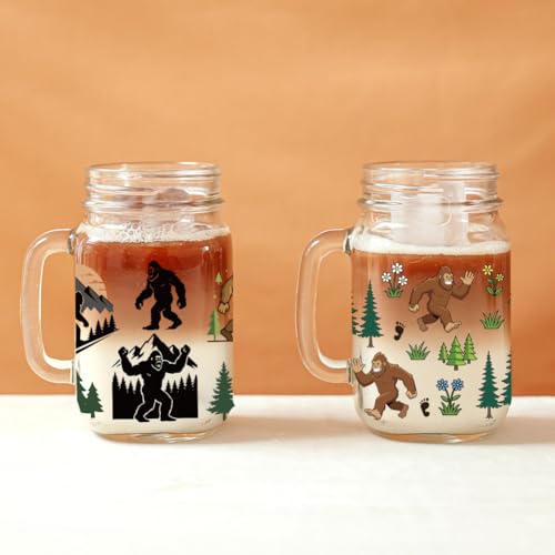Bigfoot in Forest UV DTF Cup Wraps, 10 Sheets Transfer Sticker | Waterproof UV DTF Stickers, Custom Vinyl Decals for 16oz Coffee Cups Tumblers Bottles Mugs, DIY Gifts & Crafts - style: Bigfoot in Forest
