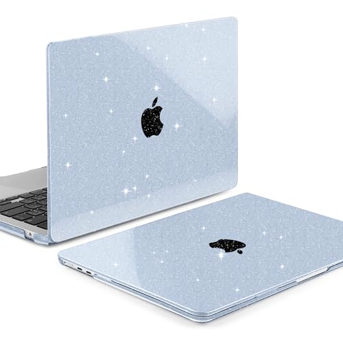 TWOLSKOO Glitter Case for MacBook Air 13 inch M5 2026 M4 M3 M2 2025-2022 (Model A3449 A3240 A3113 A2681), Bling Hard Shell Case & Keyboard Cover & Screen Film for MacBook Air 13.6 inch, Star Blue - color: Star Blue