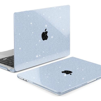 TWOLSKOO Glitter Case for MacBook Air 13 inch M5 2026 M4 M3 M2 2025-2022 (Model A3449 A3240 A3113 A2681), Bling Hard Shell Case & Keyboard Cover & Screen Film for MacBook Air 13.6 inch, Star Blue - color: Star Blue