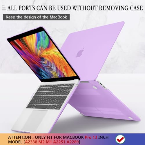 CISSOOK Case for MacBook Pro 13 Inch 2020-2025 Release M1 M2 | 4in1 Set Laptop Hard Shell Cover for MacBook Pro 13" A2251 A2289 A2338 Keyboard Cover and Screen Protector, Matte Purple - color: Matte Purple