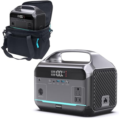 DARAN Portable Power Station, 288Wh LiFePO4 Battery, 350W (600W Peak) Power Bank with AC Outlet & 40W 12V DC5521 Foldable Solar Panel