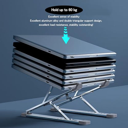 Laptop Stand for Desk, Adjustable Computer Riser with Dual Layer, Portable Foldable Aluminum Notebook Stand Holder Compatible with 13.3-17.3 inch MacBook Dell HP Lenovo, Black - color: Double layer-Black