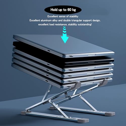 Laptop Stand for Desk, Adjustable Computer Riser with Dual Layer, Portable Foldable Aluminum Notebook Stand Holder Compatible with 13.3-17.3 inch MacBook Dell HP Lenovo, Silver - color: Double layer-Silver