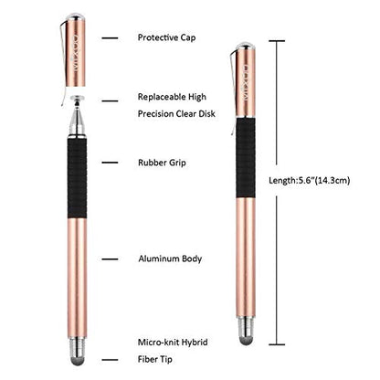 Mixoo Capacitive Stylus Pen, Disc & Fiber Tip 2 in 1 Series, High Sensitivity and Precision, Universal for ipad, iPhone, Tablets and Other Touch Screens, Model: Rose Gold - color: Rose Gold